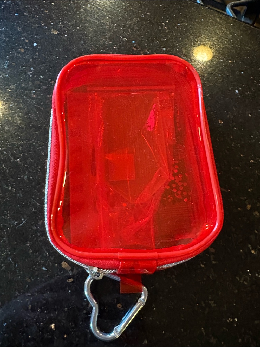 Red Transparent Accessory Case with diamond painting inside!